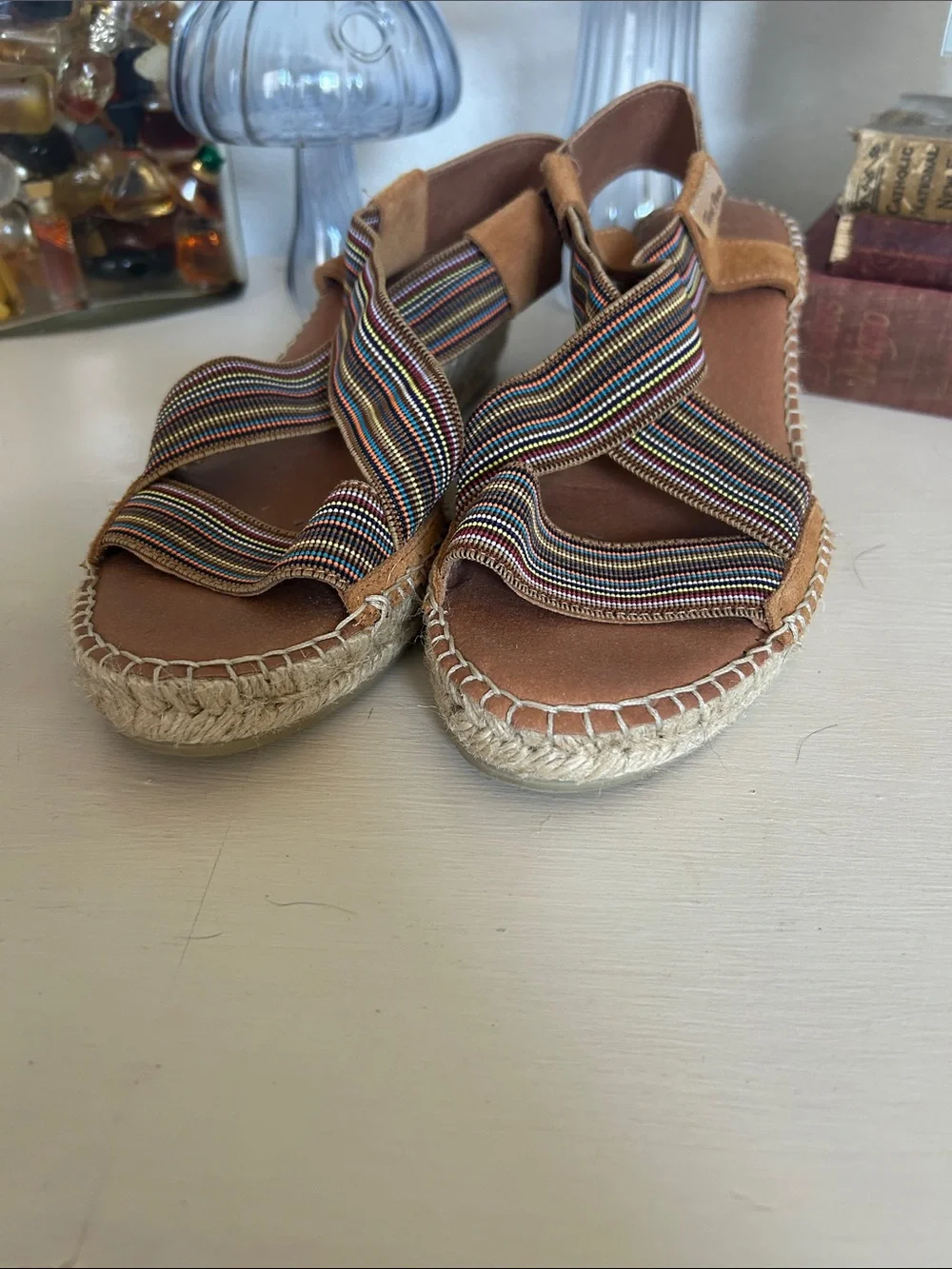 Women’s Toni Pons Tan Espadrille Sandals with Multicolor Straps